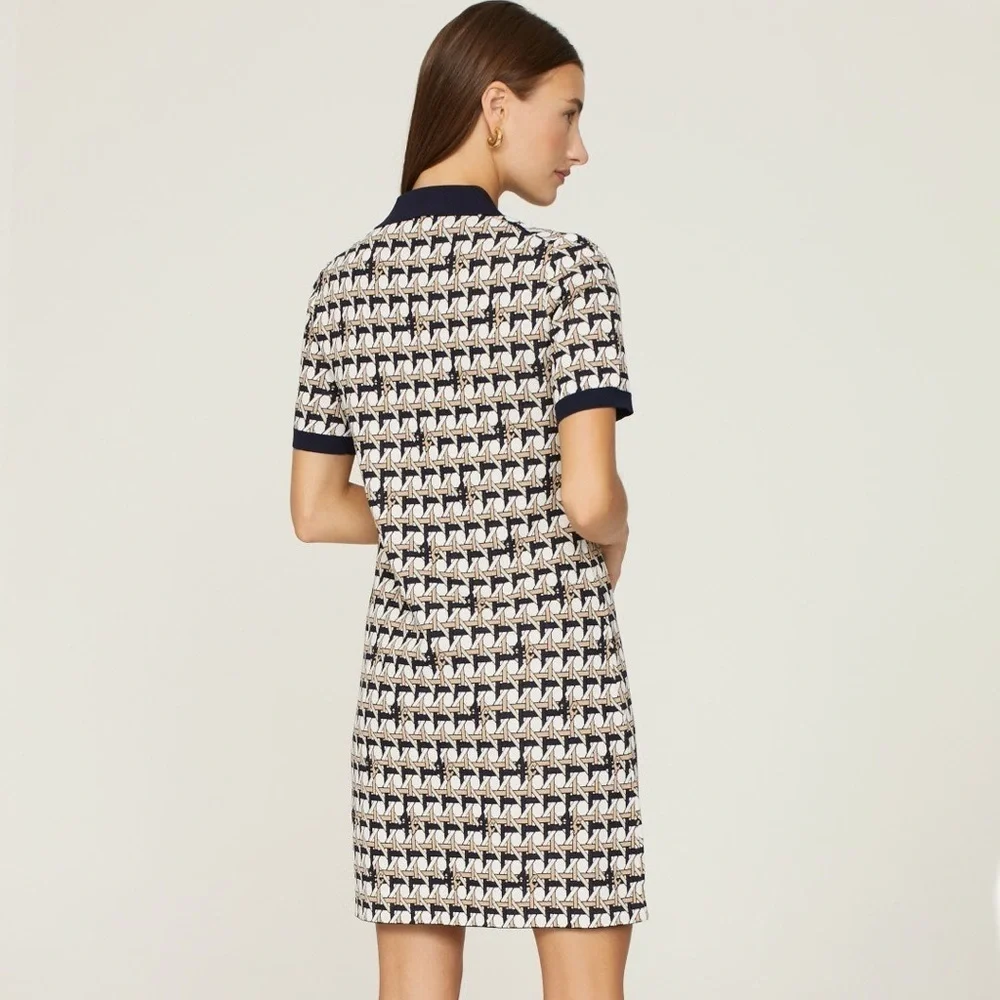 Tory Burch Basketweave Polo Mini dress zip front‎ collar